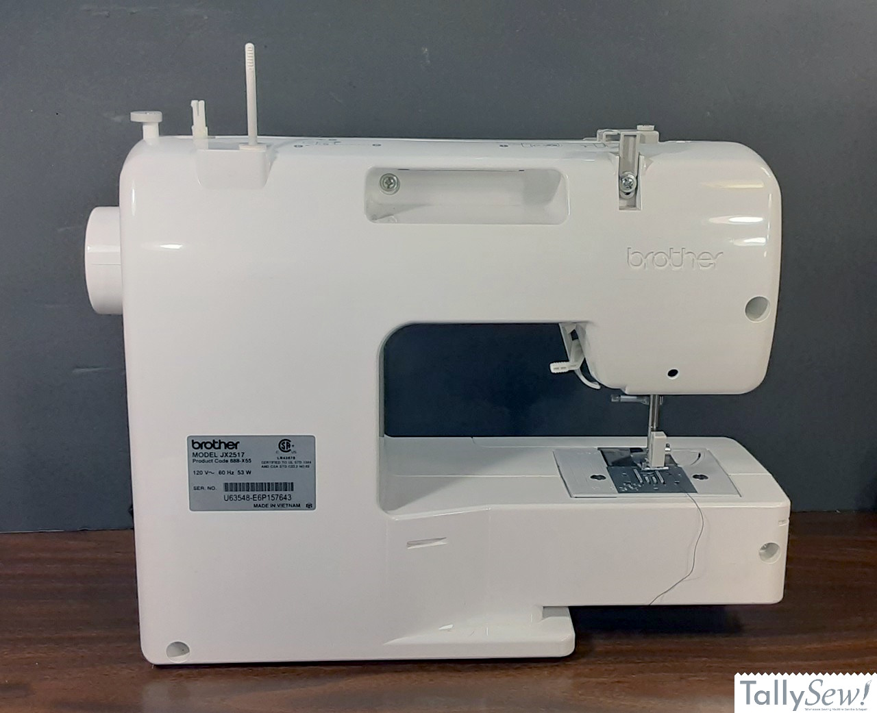 Brother JX2517 sewing machine from the back