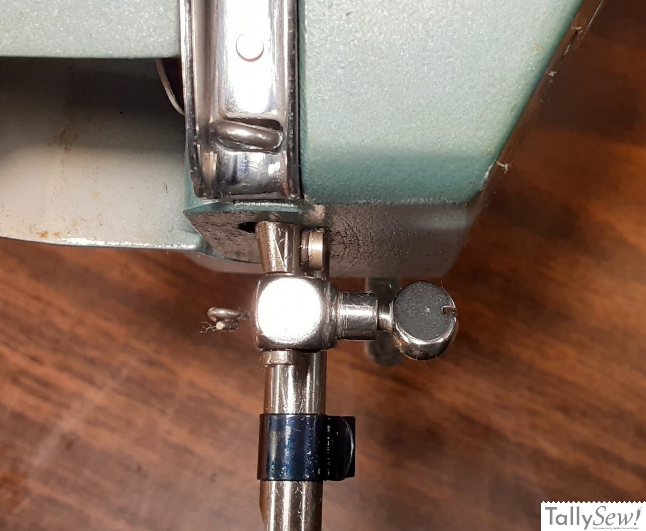 Morse 600. This needle bar was pushed in so far it was hitting the thread guide screw