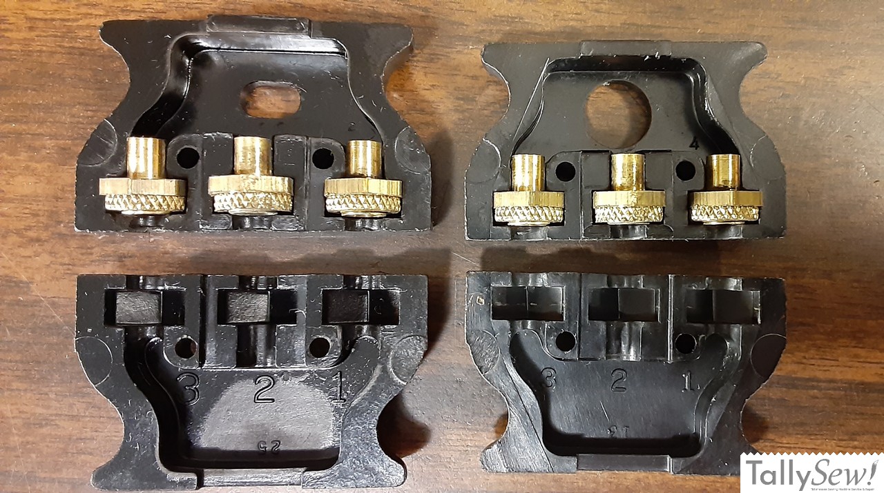 Left: Single lead connector. Right: Double lead connector. The only difference between the plug parts is the size of the hole that the cord(s) go through. Both require an underwriters knot.